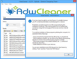 Showing clean results right before restarting Windwos in AdwCleaner